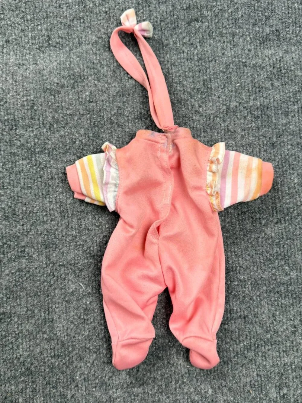 Girls Baby Doll Outfit Pink Bunny Crown Striped Sleeves Stuffed Animal Clothes
